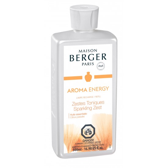 Maison Berger - Recharge Lampe Berger 500 ml - Zestes Toniques AROMA ENERGY